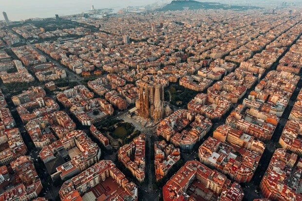 Vista aerea de la ciudad de Barcelona, capital catalana