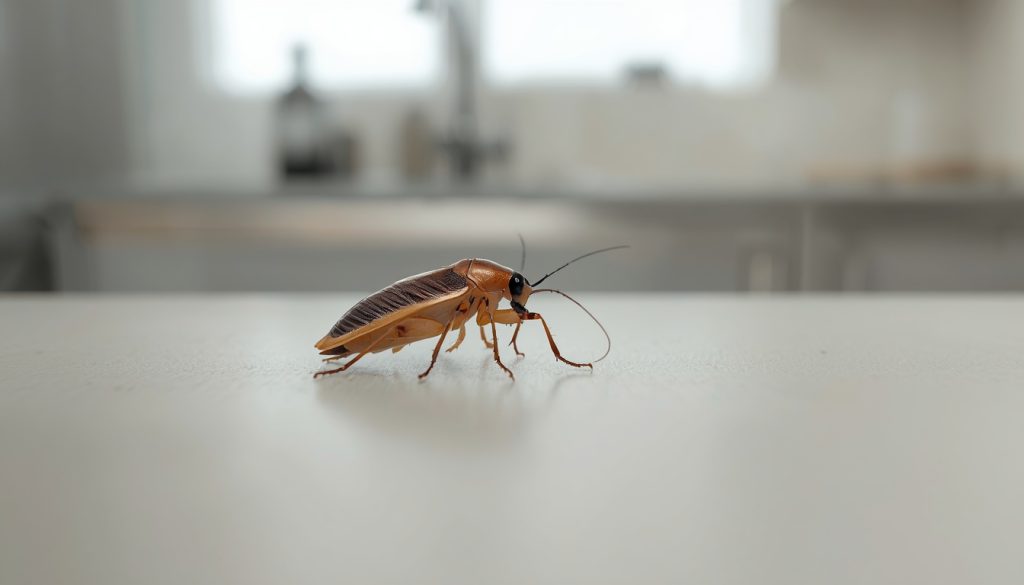 cucaracha alemana o cucaracha germanica encima de una mesa en un hogar